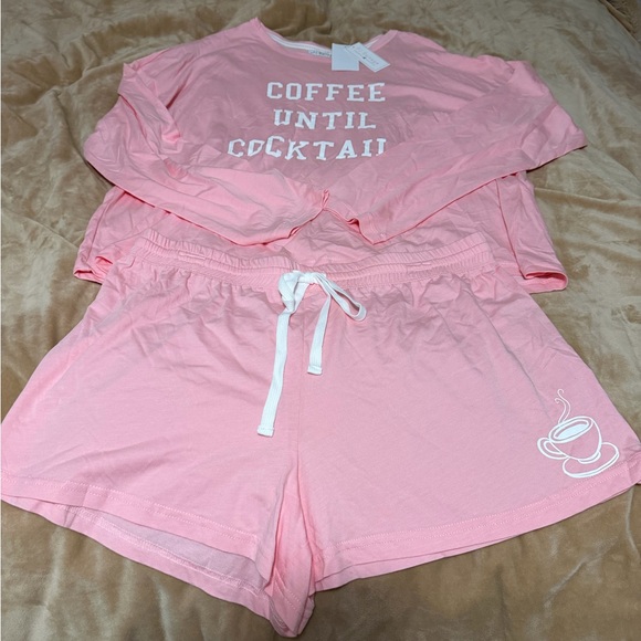PJ Salvage Pink Lounge Set Coffee until Cocktails Women’s Medium NWT - Picture 2 of 7